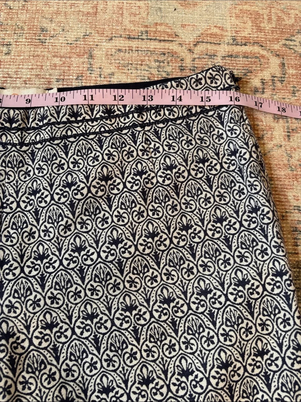 Tory Burch Navy and White Patterned Heidi Slim Fit Pants Size 4